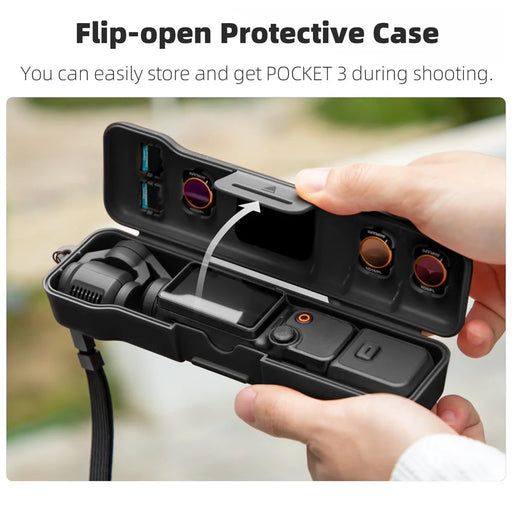 SUNNYLIFE OP3-K981 For DJI Osmo Pocket 3 Protective Case Filters Storage Box with Hand Strap - Black - 2