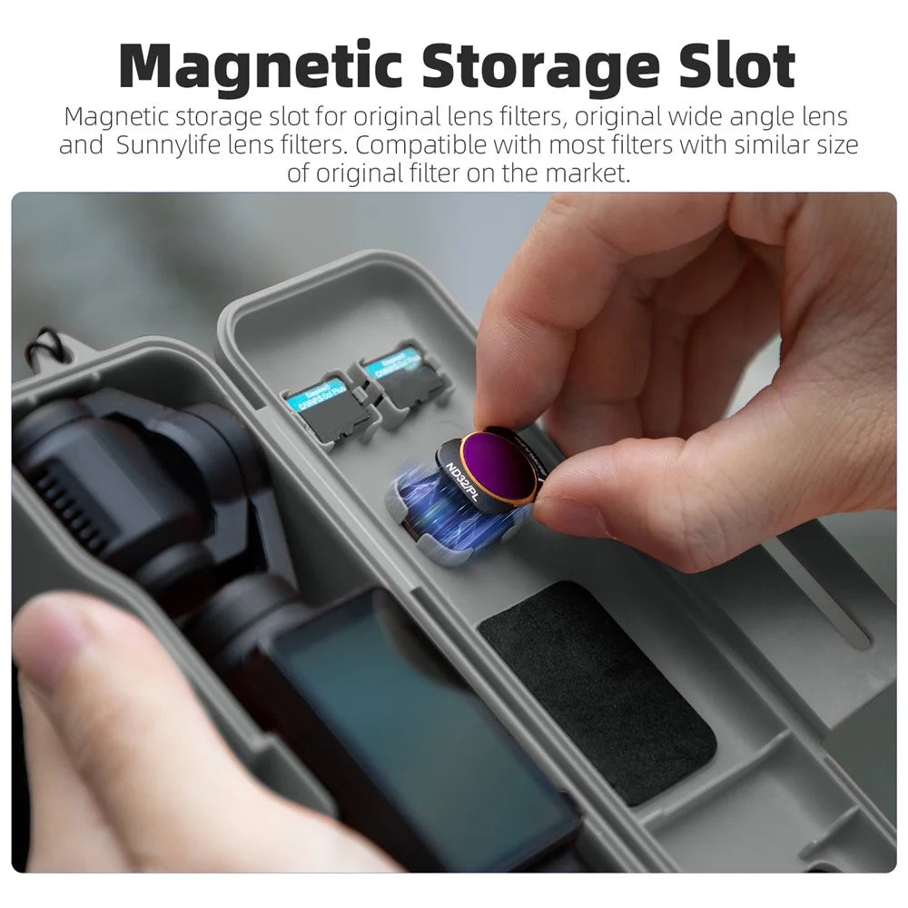 SUNNYLIFE OP3-K981 For DJI Osmo Pocket 3 Protective Case Filters Storage Box with Hand Strap - Black - 3