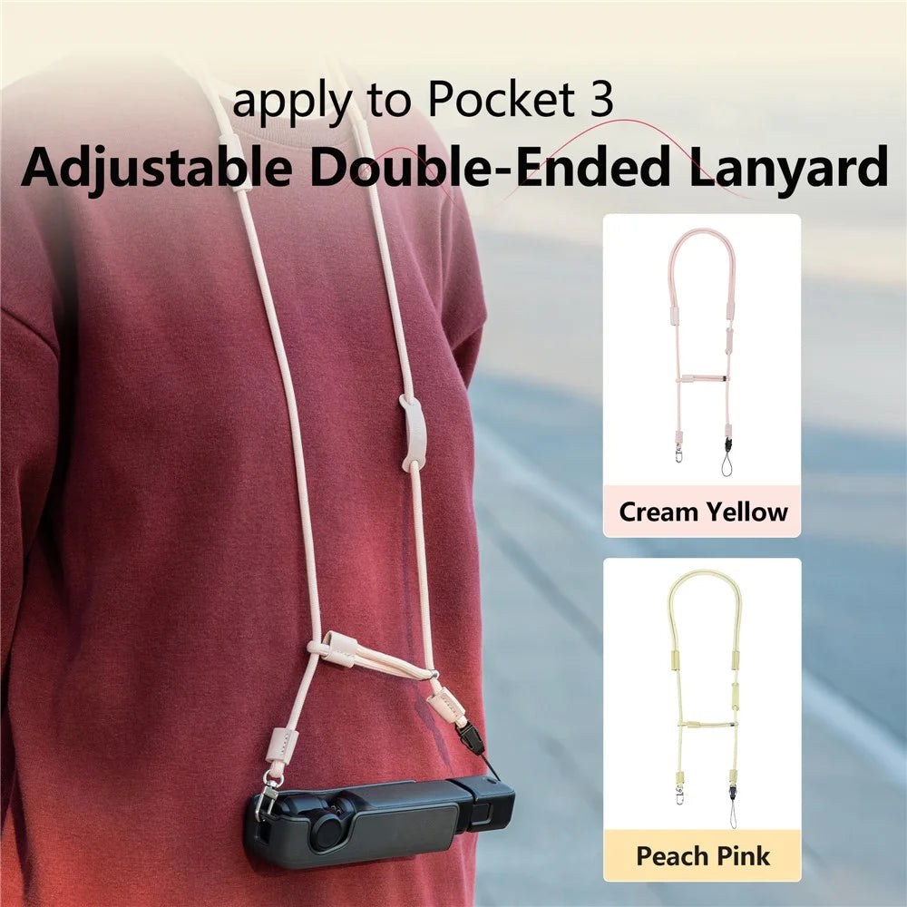 STARTRC For DJI Osmo Pocket 3 Sports Camera Double Ended Lanyard 66 - 136cm Adjustable Neck Strap - Yellow - 2