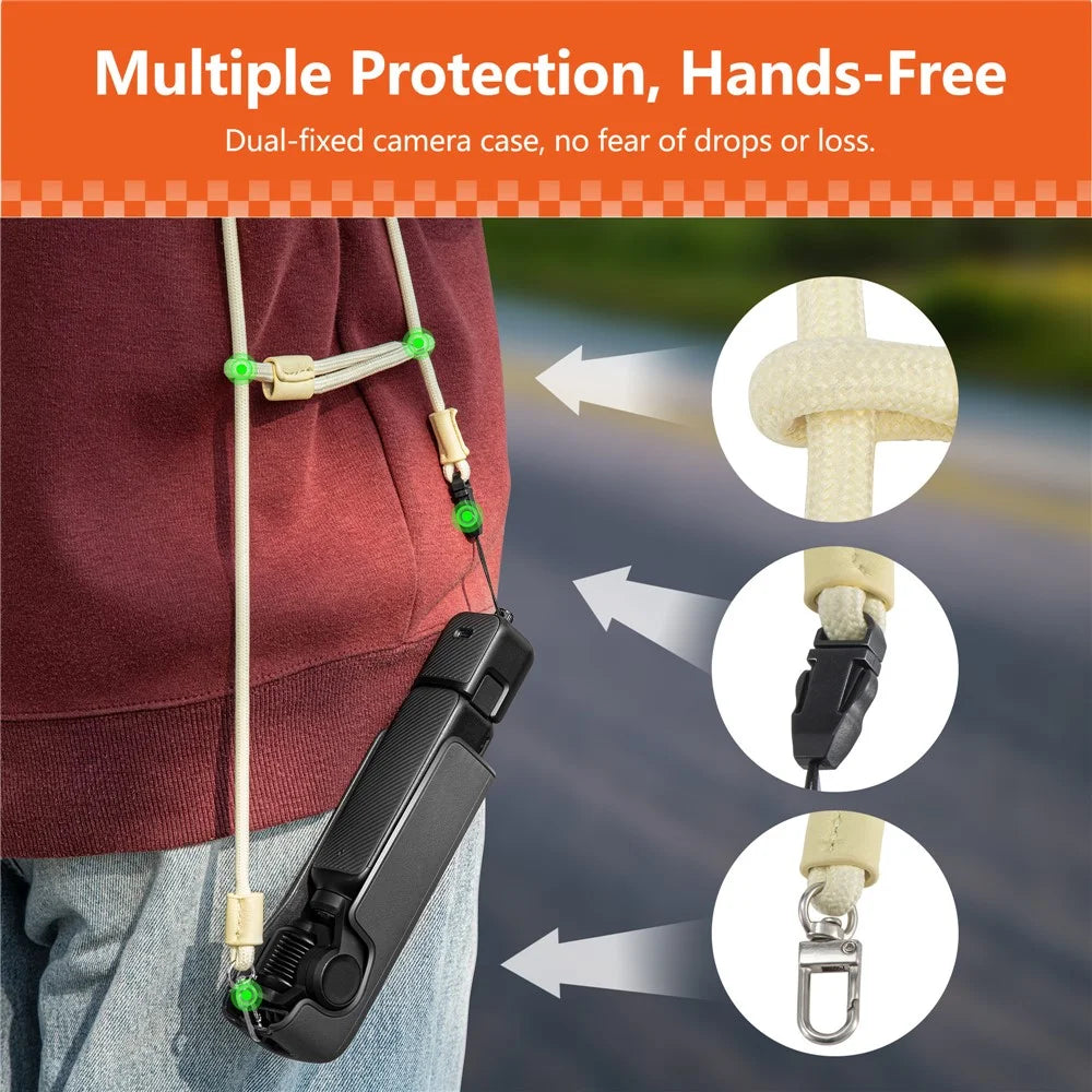 STARTRC For DJI Osmo Pocket 3 Sports Camera Double Ended Lanyard 66 - 136cm Adjustable Neck Strap - Yellow - 3