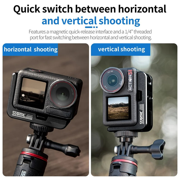 STARTRC 1157482 For DJI Osmo Action 5 Pro  /  4  /  3 L Shape Quick Release Mount Bracket Vertical Horizontal Shooting Adapter - 6