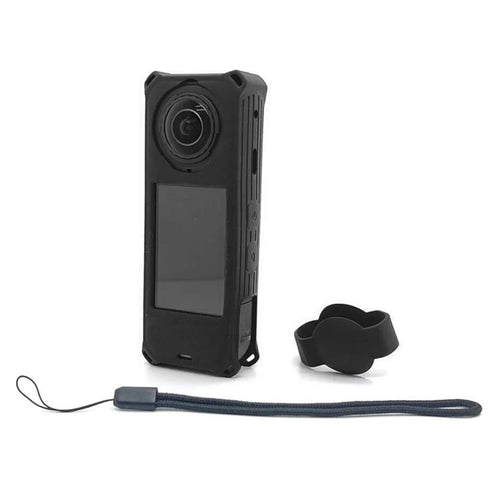 For Insta360 X5 Panoramic Camera Silicone Protective Case Shockproof Anti Scratch Dust Cover - Black - 1