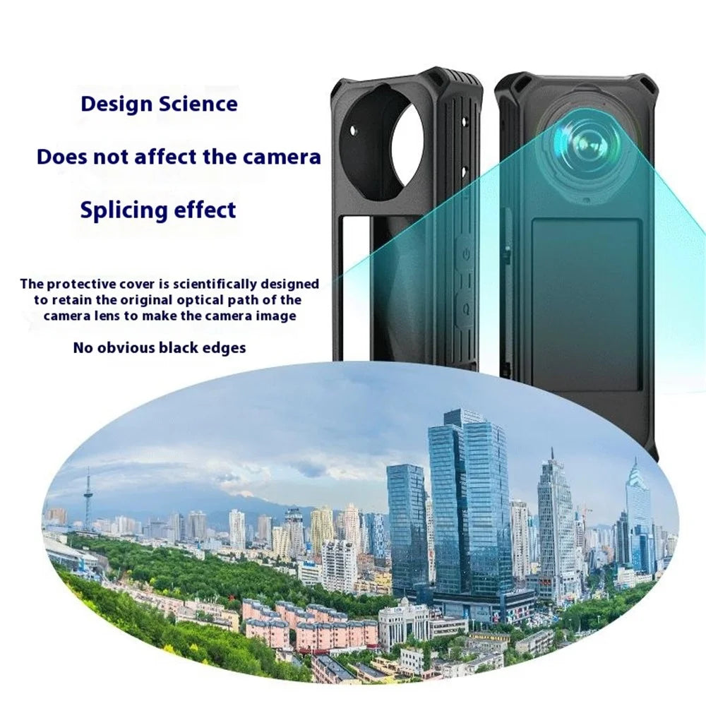 For Insta360 X5 Panoramic Camera Silicone Protective Case Shockproof Anti Scratch Dust Cover - Black - 4