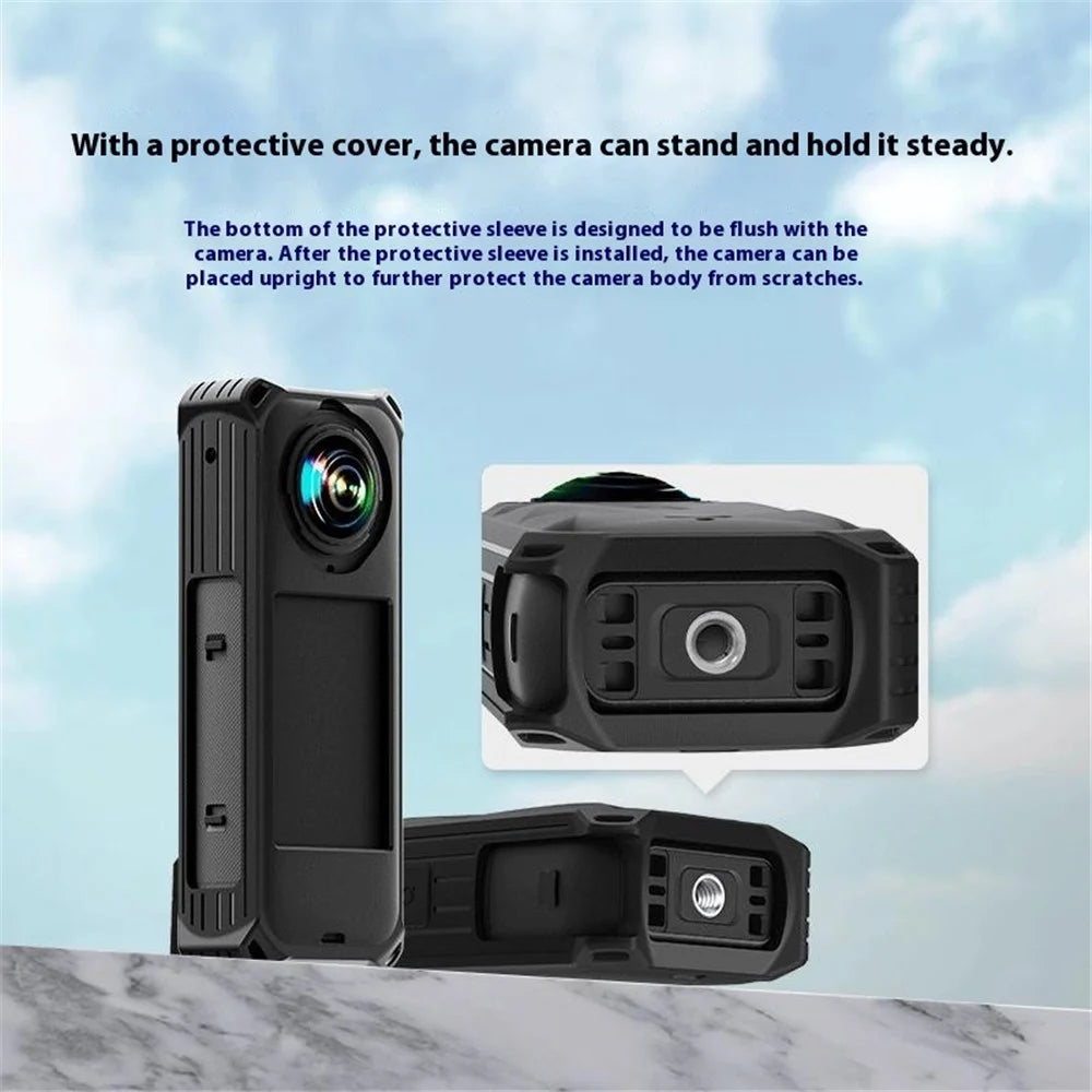 For Insta360 X5 Panoramic Camera Silicone Protective Case Shockproof Anti Scratch Dust Cover - Black - 5