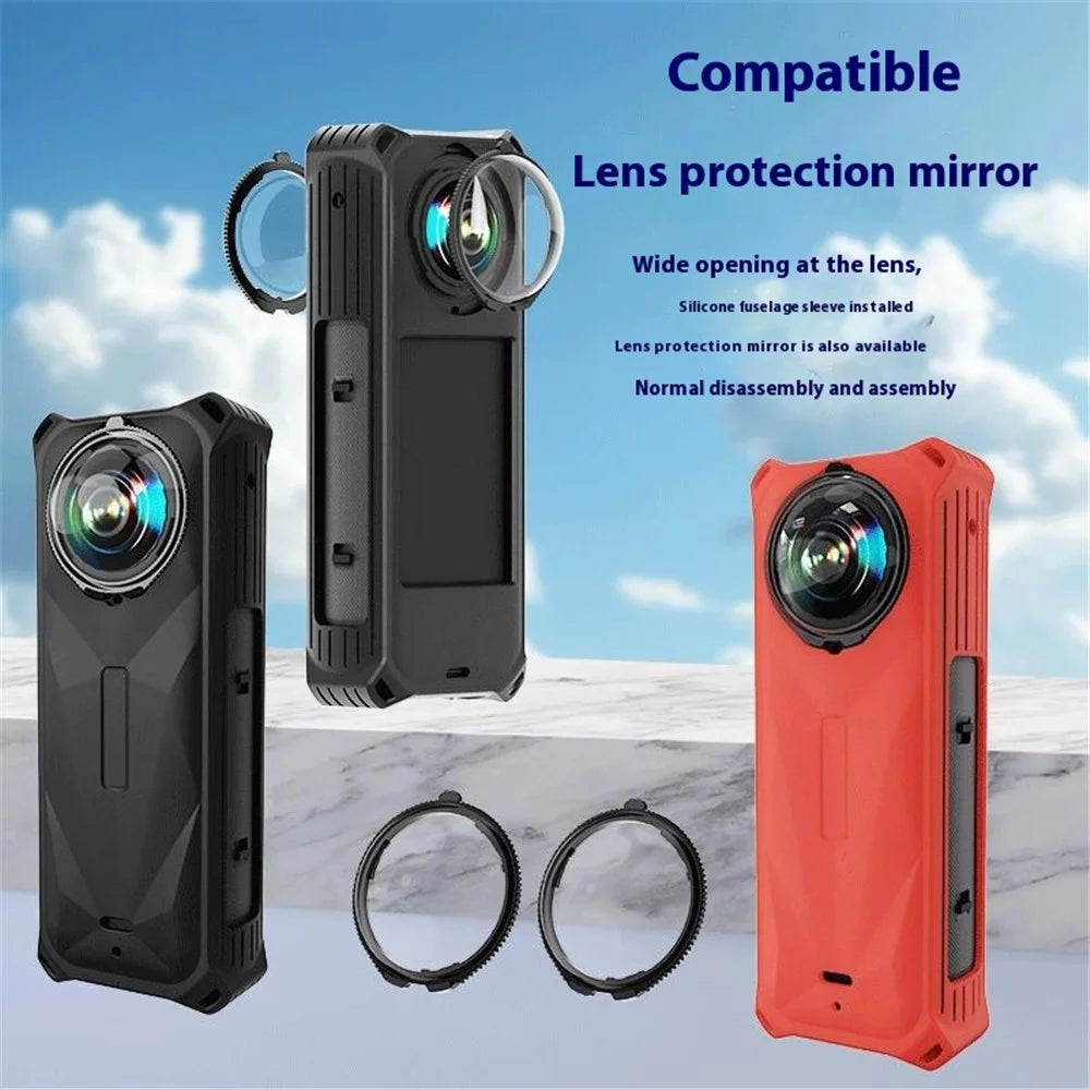 For Insta360 X5 Panoramic Camera Silicone Protective Case Shockproof Anti Scratch Dust Cover - Black - 6