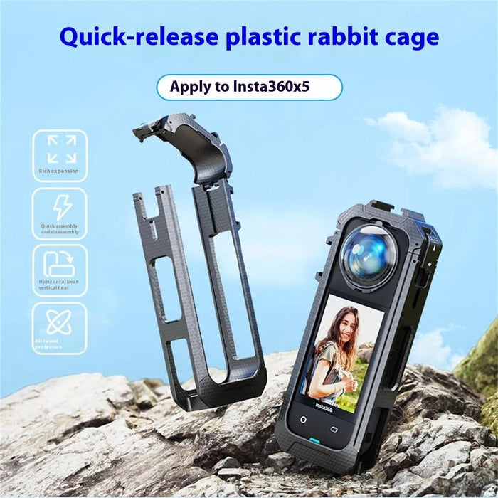 For Insta360 X5 Panoramic Action Camera Magnetic Quick Release Plastic Protective Frame - 2