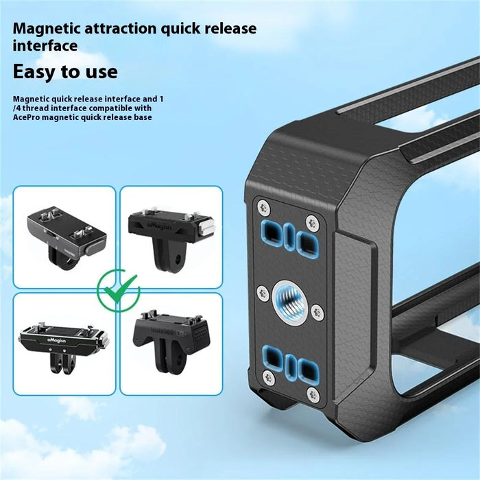 For Insta360 X5 Panoramic Action Camera Magnetic Quick Release Plastic Protective Frame - 4