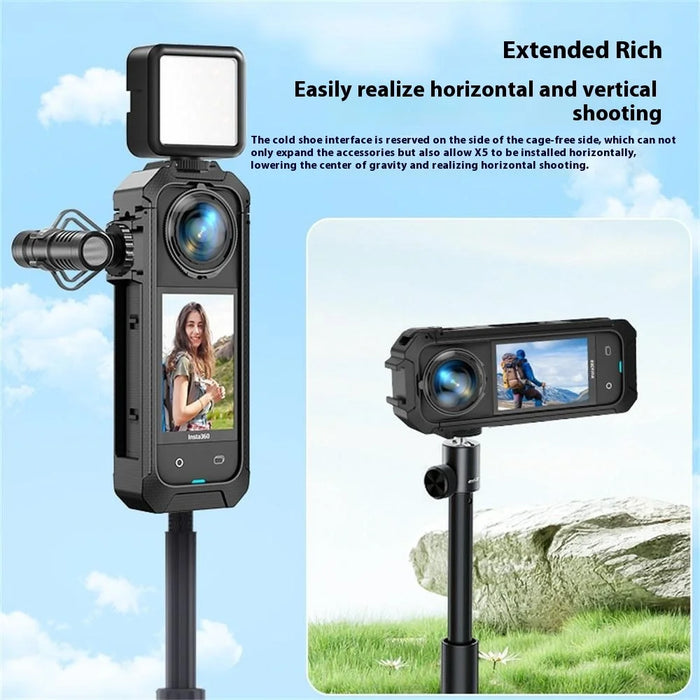 For Insta360 X5 Panoramic Action Camera Magnetic Quick Release Plastic Protective Frame - 5