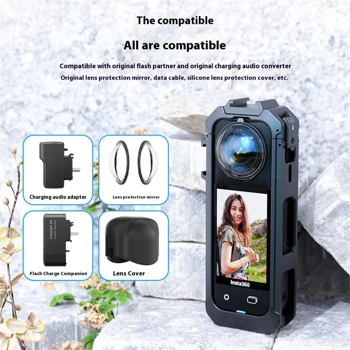 For Insta360 X5 Panoramic Action Camera Magnetic Quick Release Plastic Protective Frame - 6
