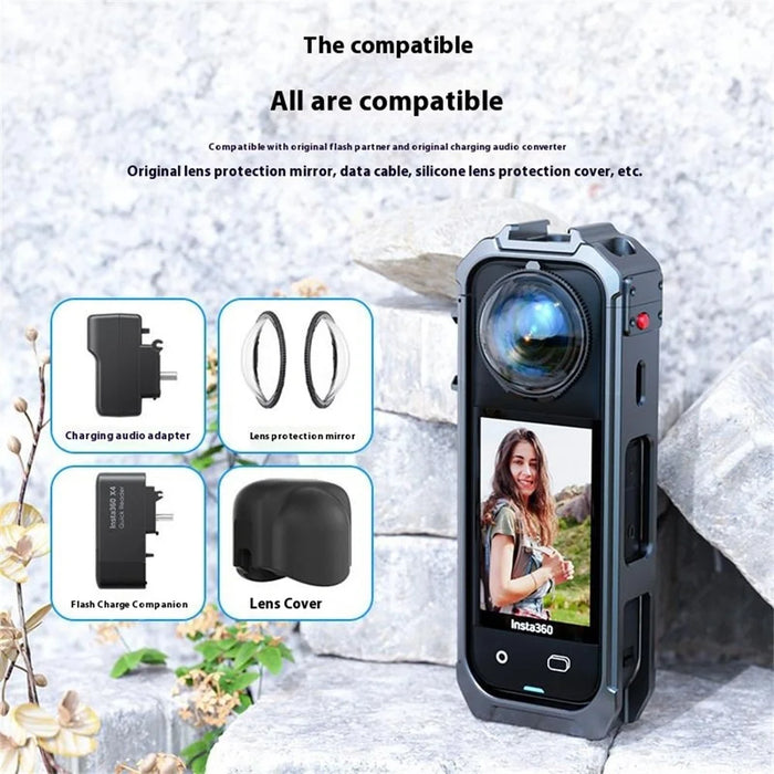 For Insta360 X5 Panoramic Action Camera Cage Quick Release Metal Protective Frame with Magnetic Base - 6