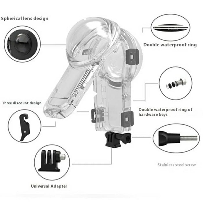 For Insta360 X5 Action Camera Invisible Diving Case 60M Underwater Hard PC Waterproof Housing - 7