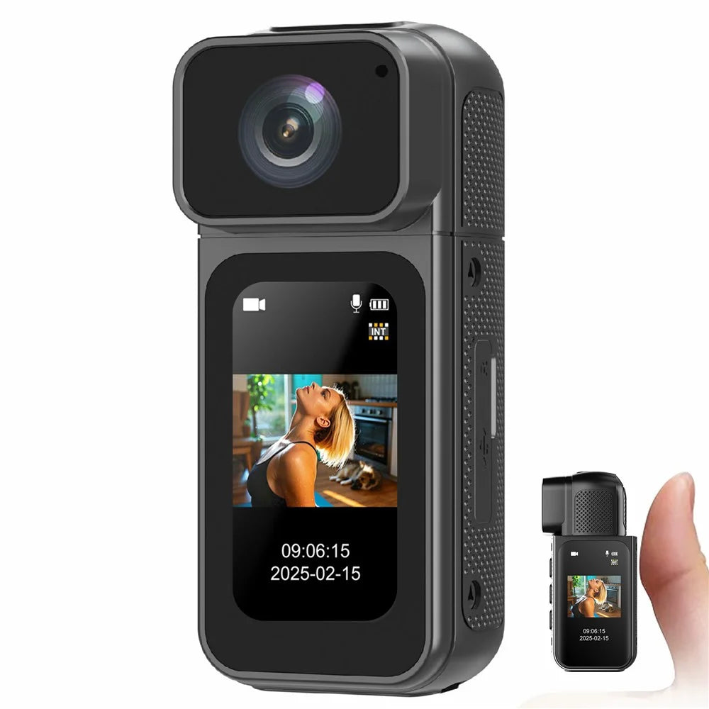 S80 Thumb Camera 2.7K Ultra HD 180 Degree Rotatable Lens 1.47 Inch Screen WiFi Mini Action Camera - Black - 1