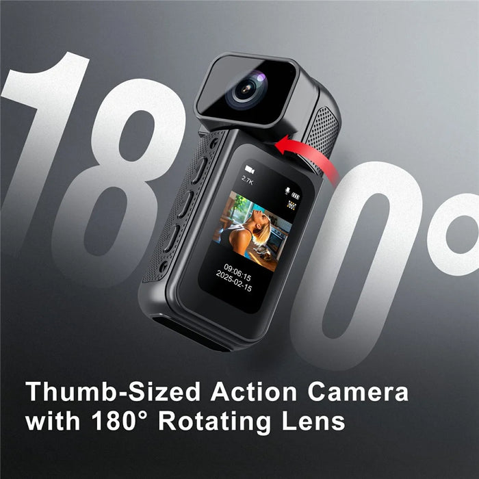 S80 Thumb Camera 2.7K Ultra HD 180 Degree Rotatable Lens 1.47 Inch Screen WiFi Mini Action Camera - Black - 4