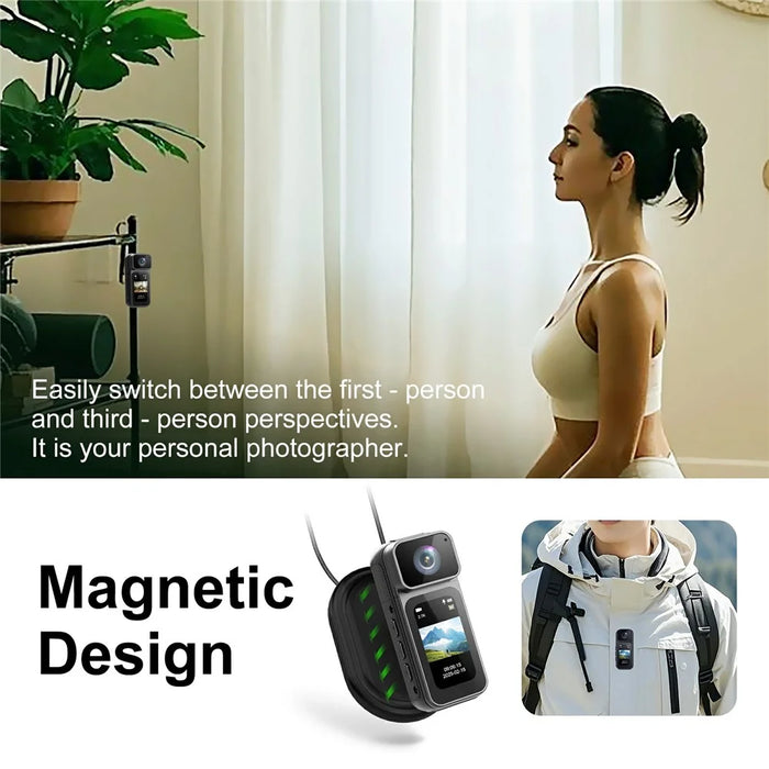 S80 Thumb Camera 2.7K Ultra HD 180 Degree Rotatable Lens 1.47 Inch Screen WiFi Mini Action Camera - Black - 5