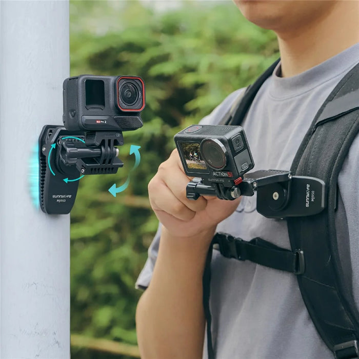 SUNNYLIFE MJ950 Action Camera 360 Degree Magnetic Backpack Clip Foldable Mount Bracket - 3