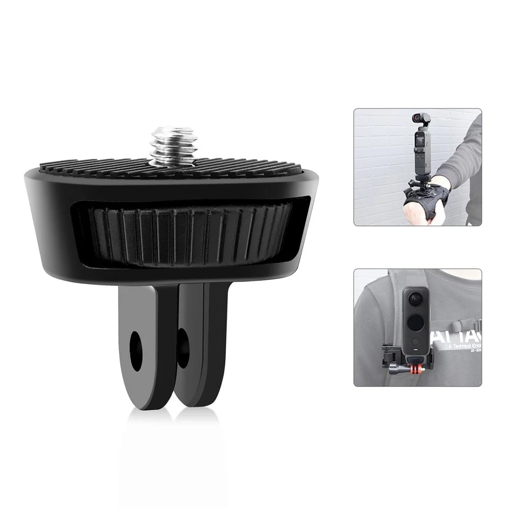 PULUZ PU704B For GoPro / Insta360 Action Camera 1 / 4 Inch Screw ABS Mount Adapter - 1