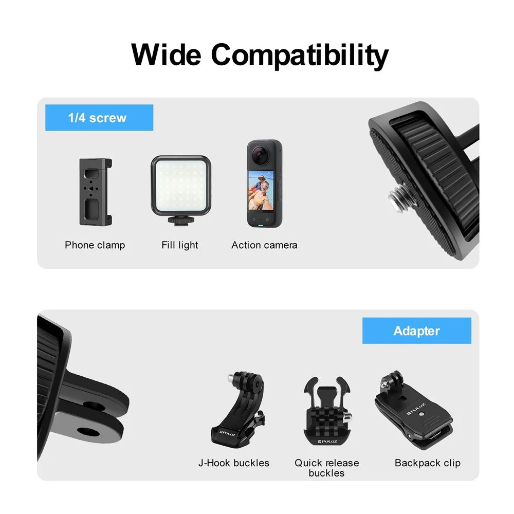 PULUZ PU704B For GoPro / Insta360 Action Camera 1 / 4 Inch Screw ABS Mount Adapter - 6