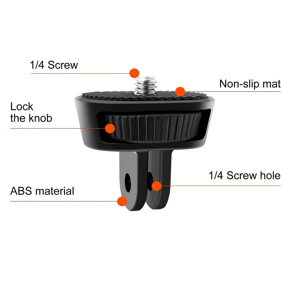 PULUZ PU704B For GoPro / Insta360 Action Camera 1 / 4 Inch Screw ABS Mount Adapter - 7
