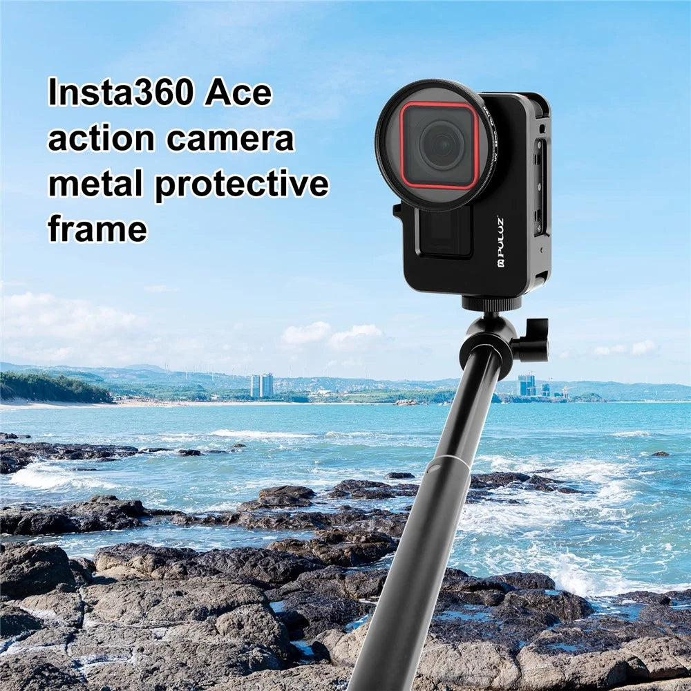 PULUZ PU966B For Insta360 Ace Pro  /  Ace Metal Protective Frame with 52mm UV Filter and Lens Cap - 3