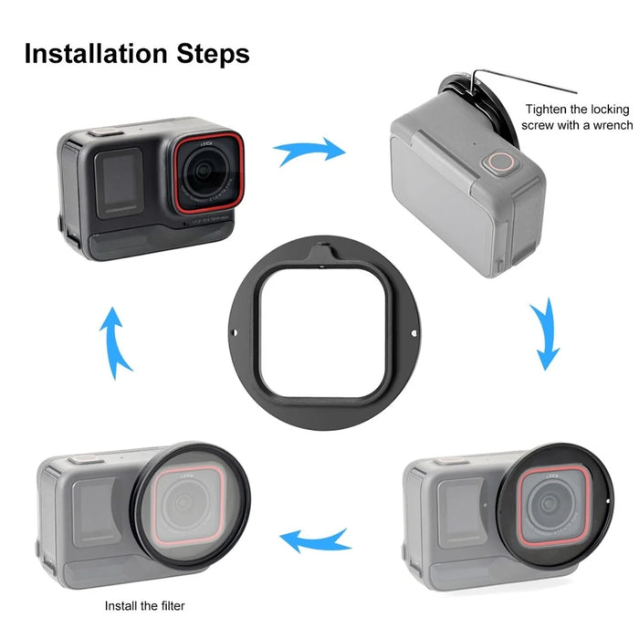 PULUZ PU969B For Insta360 Ace Pro Action Camera Lens Filter Ring Adapter with UV Filter + Lens Cap - 5