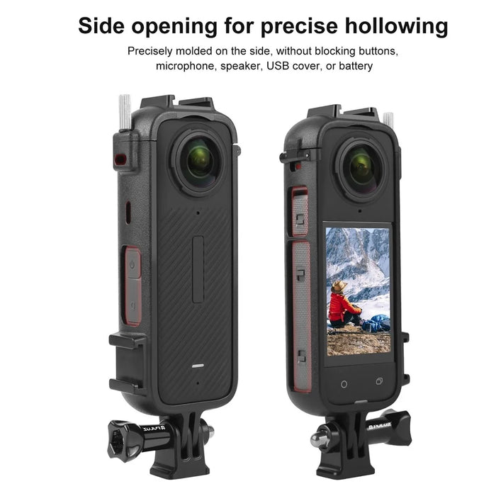 PULUZ PU979B For Insta360 X4 Action Camera Protective Frame PC Cold Shoe Mount Adapter - 3
