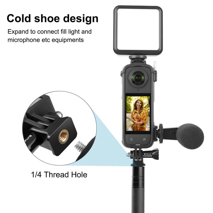 PULUZ PU979B For Insta360 X4 Action Camera Protective Frame PC Cold Shoe Mount Adapter - 4