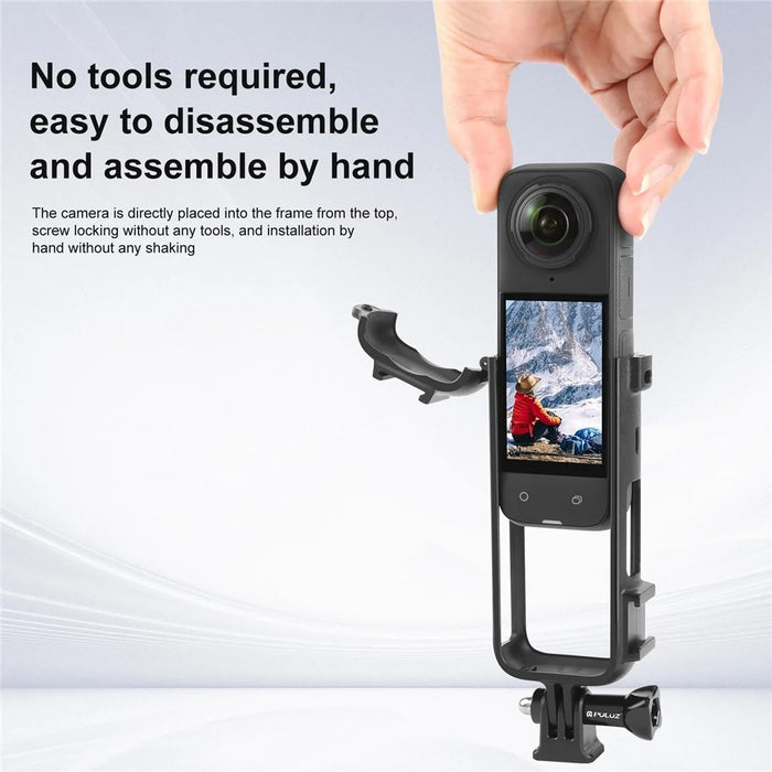 PULUZ PU979B For Insta360 X4 Action Camera Protective Frame PC Cold Shoe Mount Adapter - 6