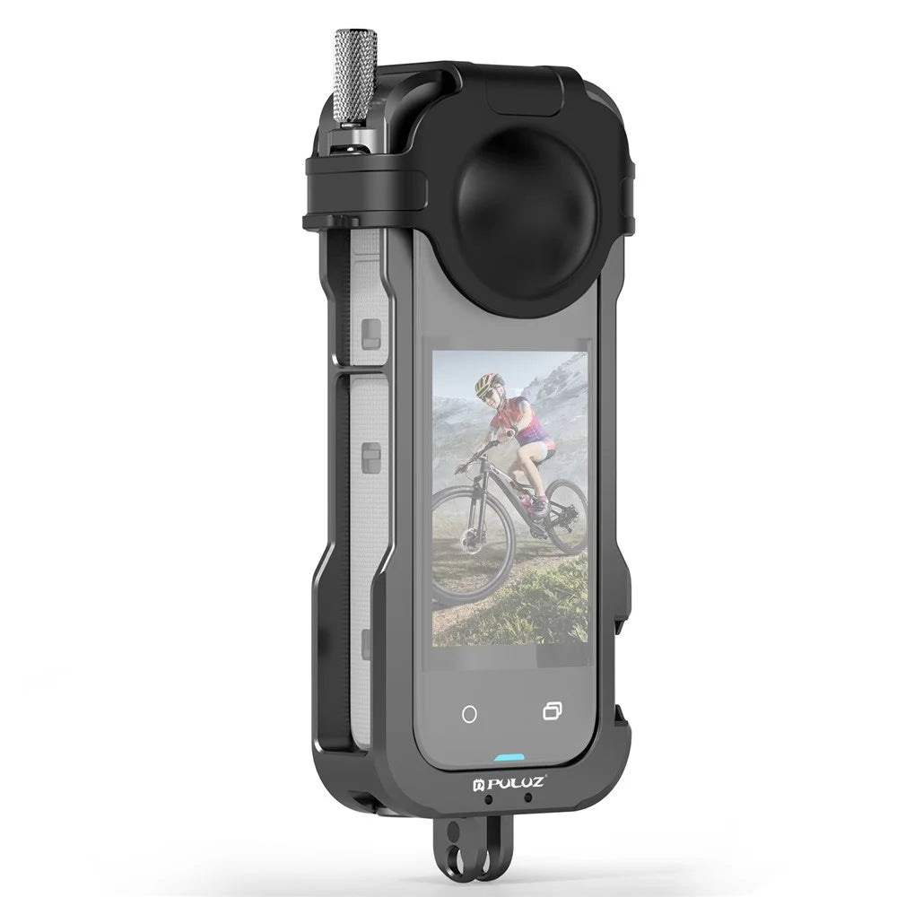 PULUZ PU981B For Insta360 X4 Aluminum Alloy Protective Cage Expansion Frame with Lens Cap - 1