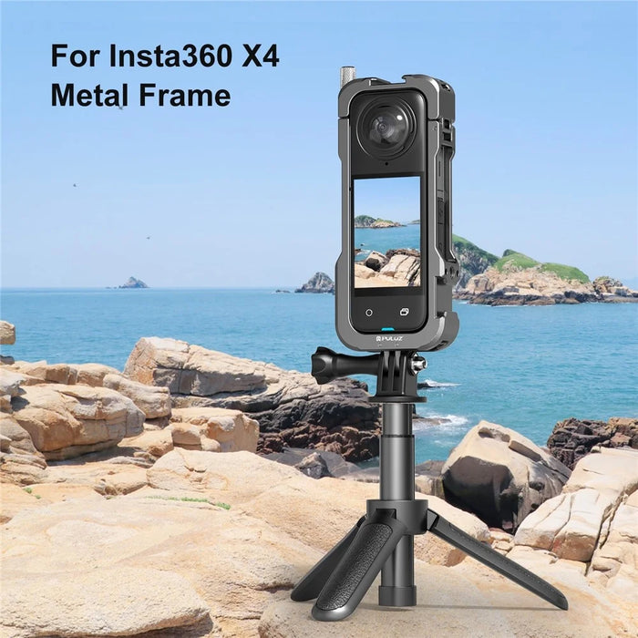 PULUZ PU981B For Insta360 X4 Aluminum Alloy Protective Cage Expansion Frame with Lens Cap - 3