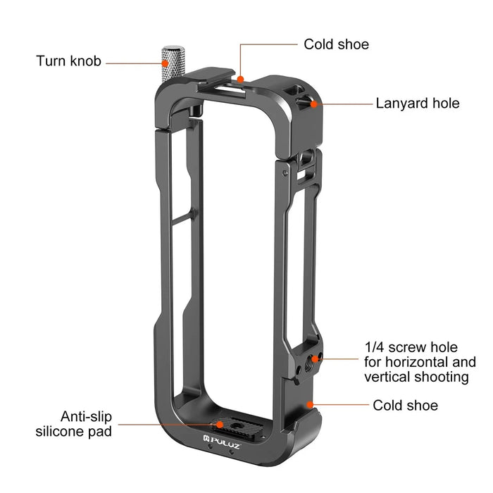 PULUZ PU981B For Insta360 X4 Aluminum Alloy Protective Cage Expansion Frame with Lens Cap - 4