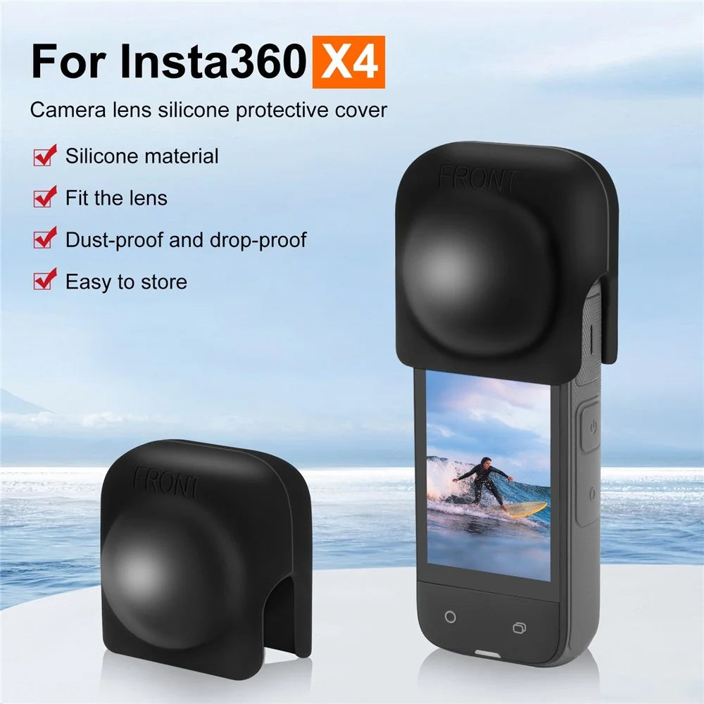 PULUZ PU980B For Insta360 X4 Camera Silicone Lens Protector Cap Dustproof Anti-Scratch Lens Cover - 3