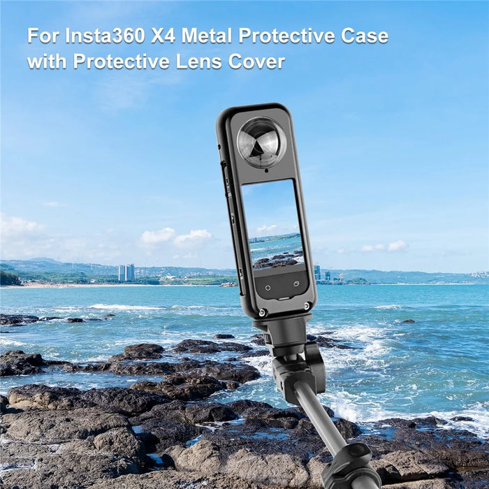 PULUZ PU990B For Insta360 X4 Metal Protective Case Frame Cage with Lens Protector Cooling Design - 3