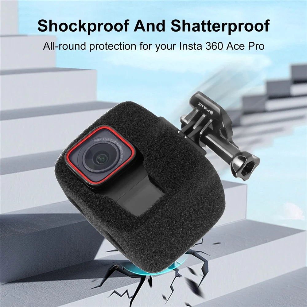 PULUZ PU986B For Insta360 Ace / Ace Pro Windslayer Cover Wind Muff High Density Foam Housing Frame Case - 6
