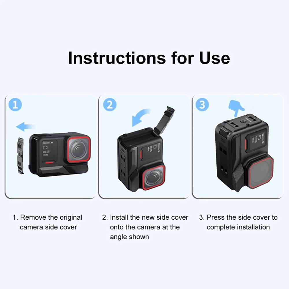 PULUZ PU738B For Insta360 Ace Pro 2 Aluminum Alloy Battery Side Cover Magnetic Quick Release Vertical Lid - 7