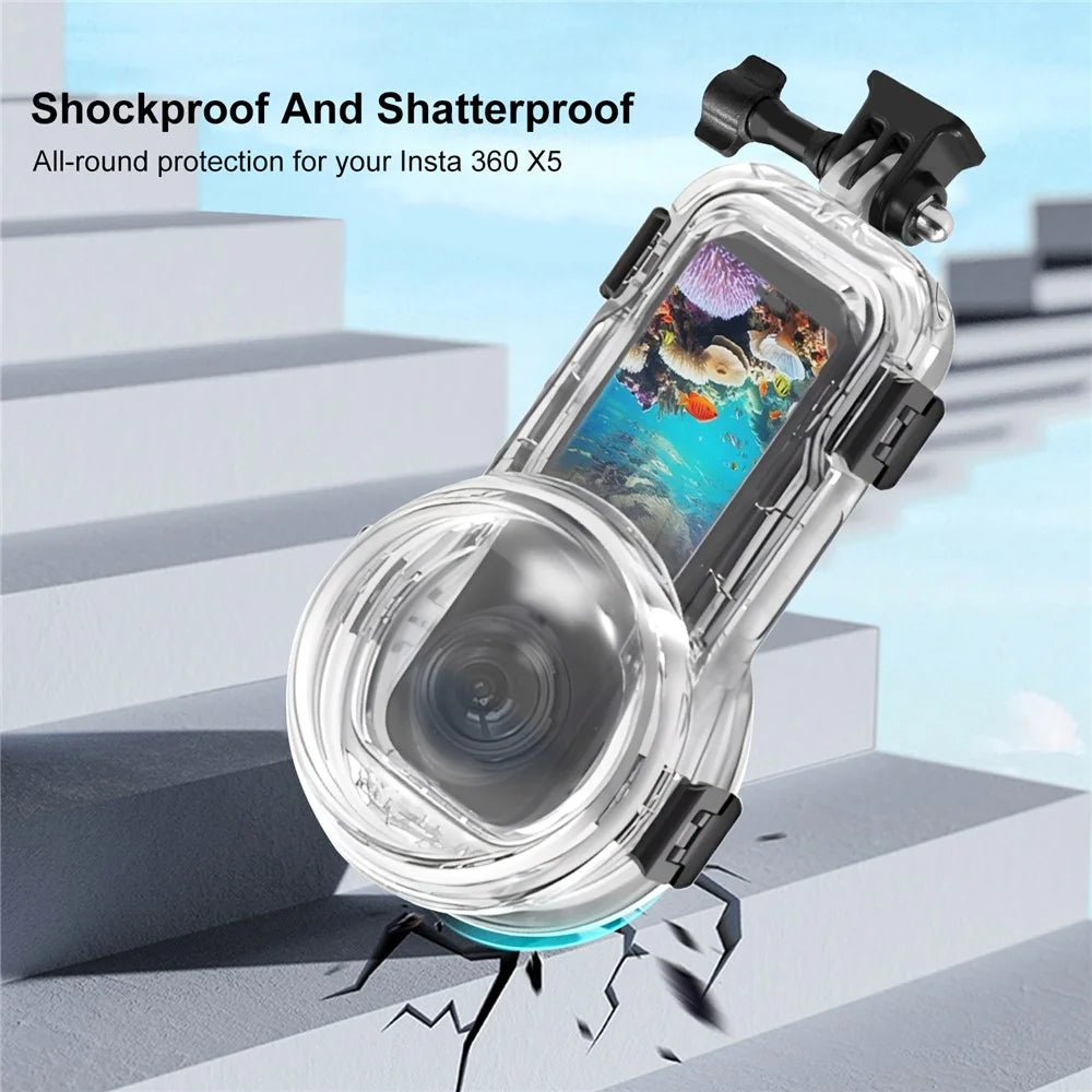 PULUZ PKT48B For Insta360 X5 Invisible Diving Case 60m Underwater Waterproof Housing with Silicone Lens Cover - 6