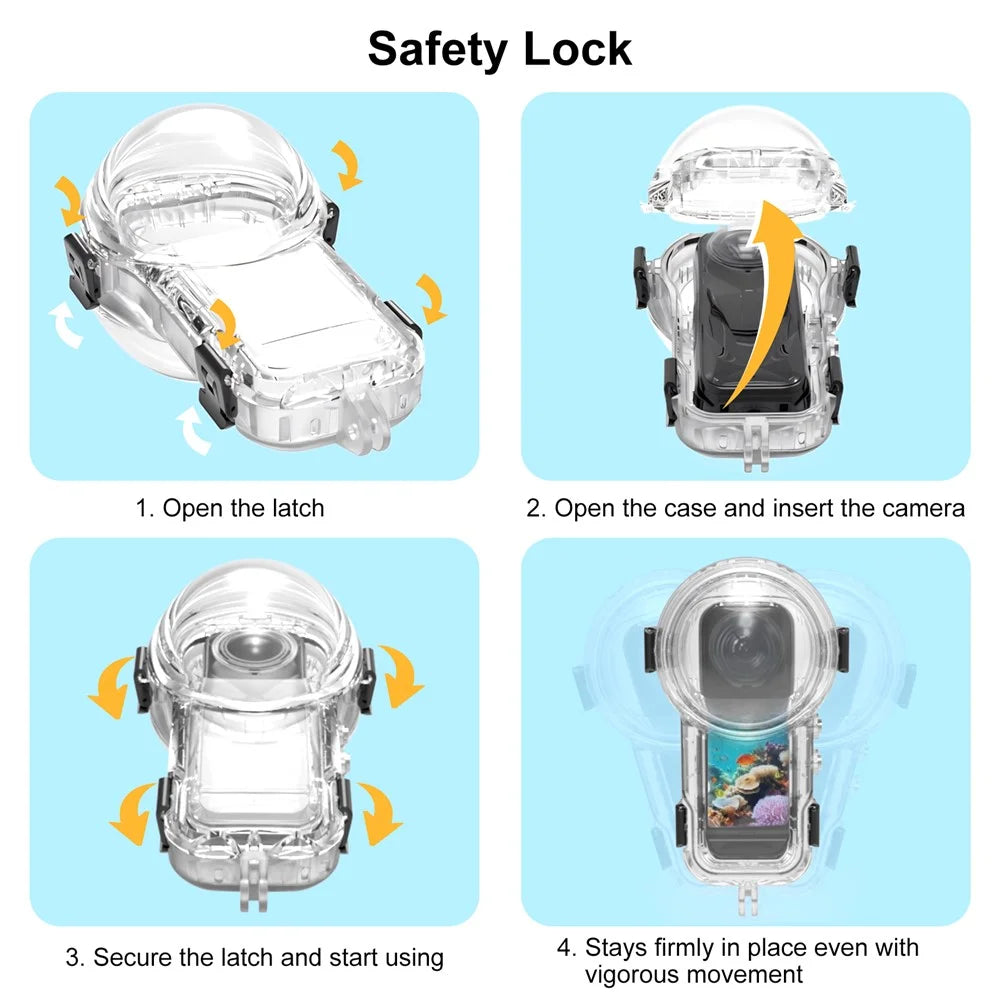 PULUZ PKT48B For Insta360 X5 Invisible Diving Case 60m Underwater Waterproof Housing with Silicone Lens Cover - 7