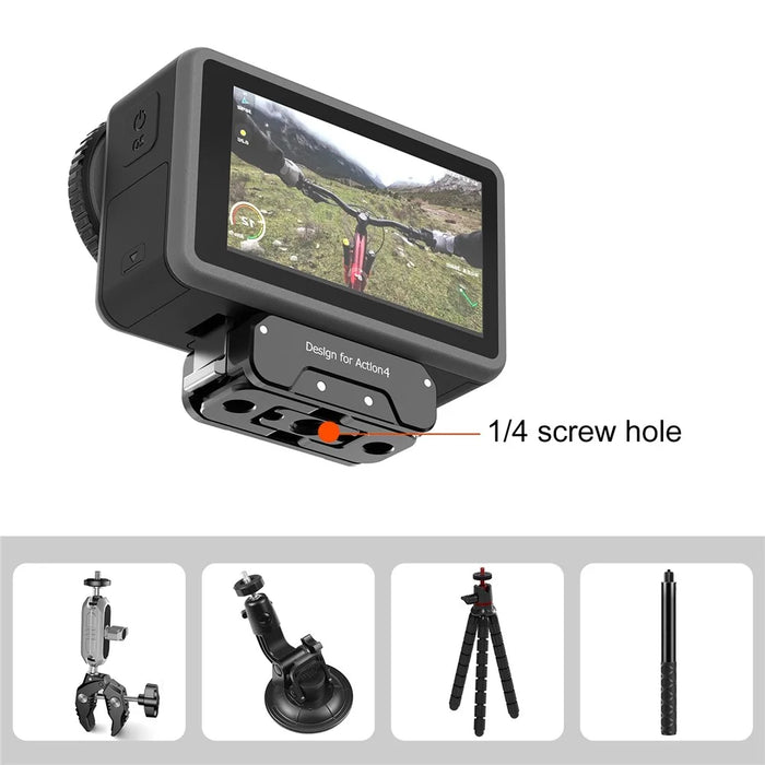 PULUZ PU995B For DJI Osmo Action 4  /  3 Magnetic Quick Release Metal Base Mount Compatible with Selfie Stick / Tripod - 4