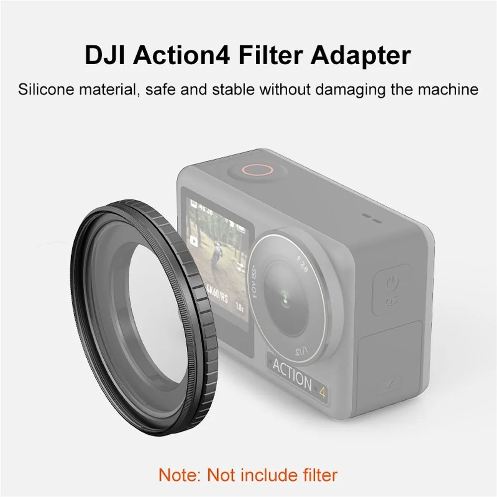 PULUZ PU994B For DJI Osmo Action 4 Filter Holder Adapter Metal Filter Frame Compatible 49mm Filters - 3