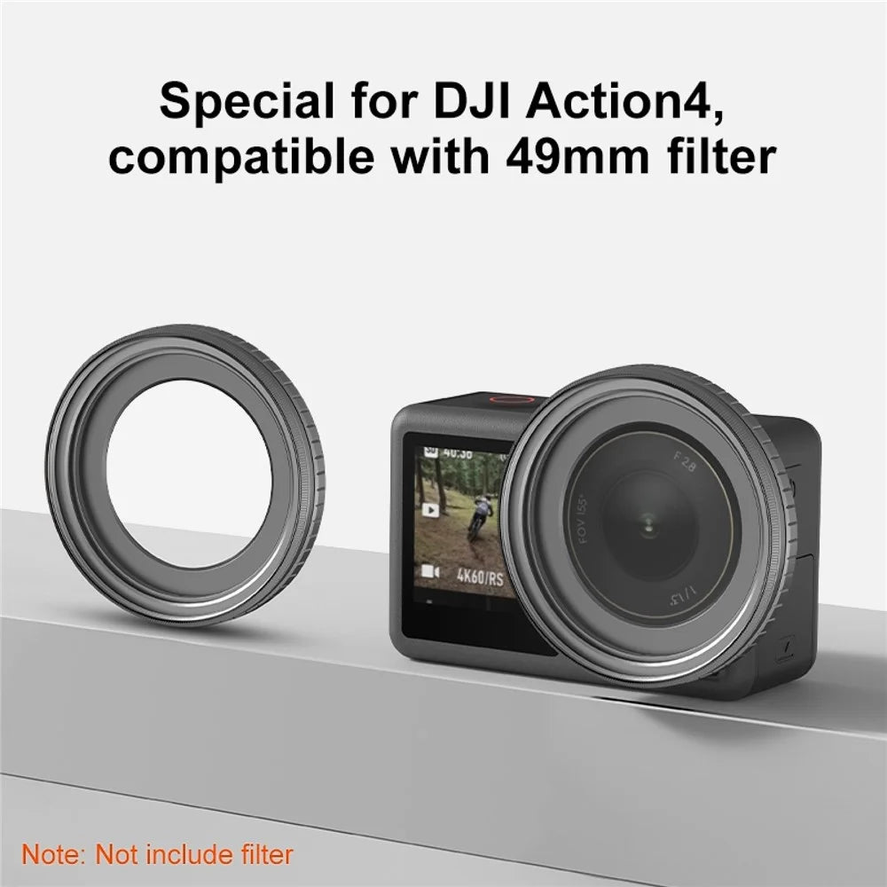 PULUZ PU994B For DJI Osmo Action 4 Filter Holder Adapter Metal Filter Frame Compatible 49mm Filters - 4