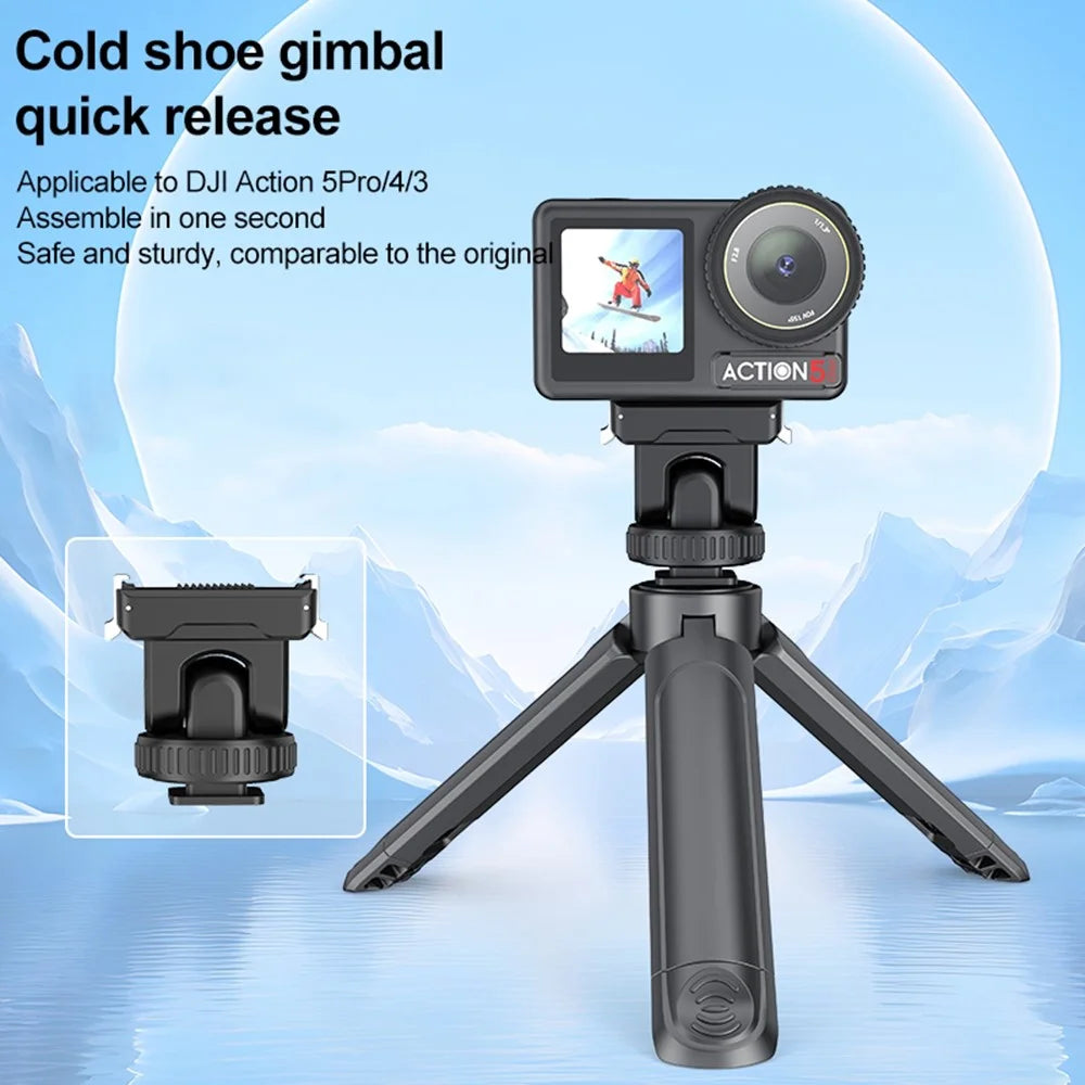 PULUZ PU727B For DJI Osmo Action 5 Pro  /  4  /  3 Cold Shoe Mount Quick Release Base 75 Degree Tilt Adjustment - 2