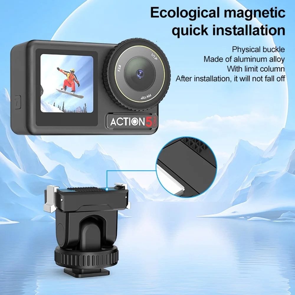 PULUZ PU727B For DJI Osmo Action 5 Pro  /  4  /  3 Cold Shoe Mount Quick Release Base 75 Degree Tilt Adjustment - 3