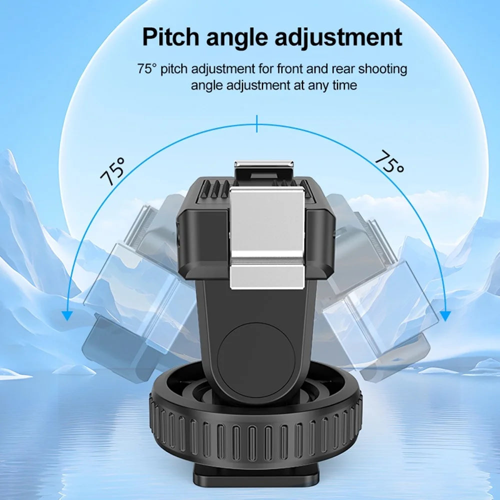 PULUZ PU727B For DJI Osmo Action 5 Pro  /  4  /  3 Cold Shoe Mount Quick Release Base 75 Degree Tilt Adjustment - 4