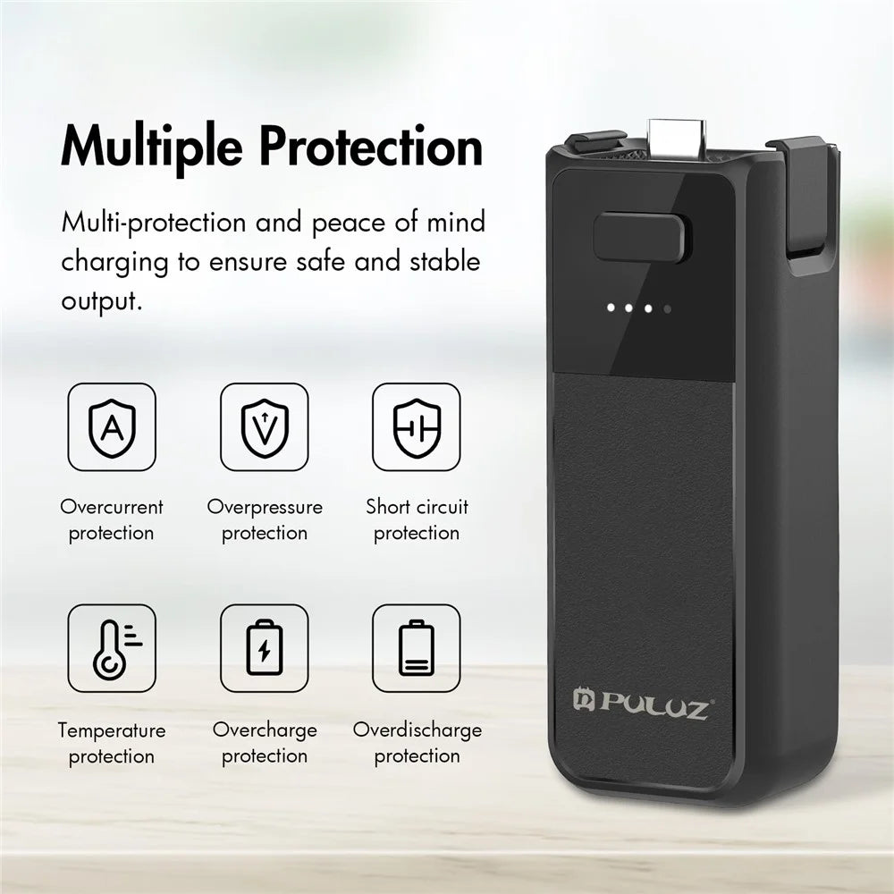 PULUZ PU957B For DJI Osmo Pocket 3 Extended Handle Grip 2800mAh Battery with USB-C Port - 2