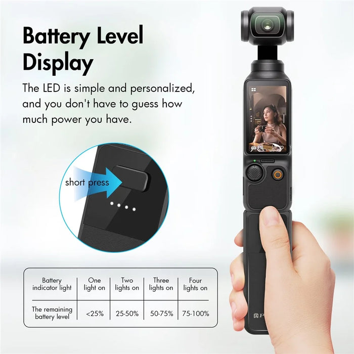 PULUZ PU957B For DJI Osmo Pocket 3 Extended Handle Grip 2800mAh Battery with USB-C Port - 5
