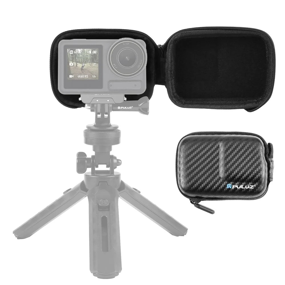PULUZ PU946B For DJI Osmo Action 4  /  3 Mini Body Case Carbon Fiber Texture PU + EVA Portable Storage Bag - 1