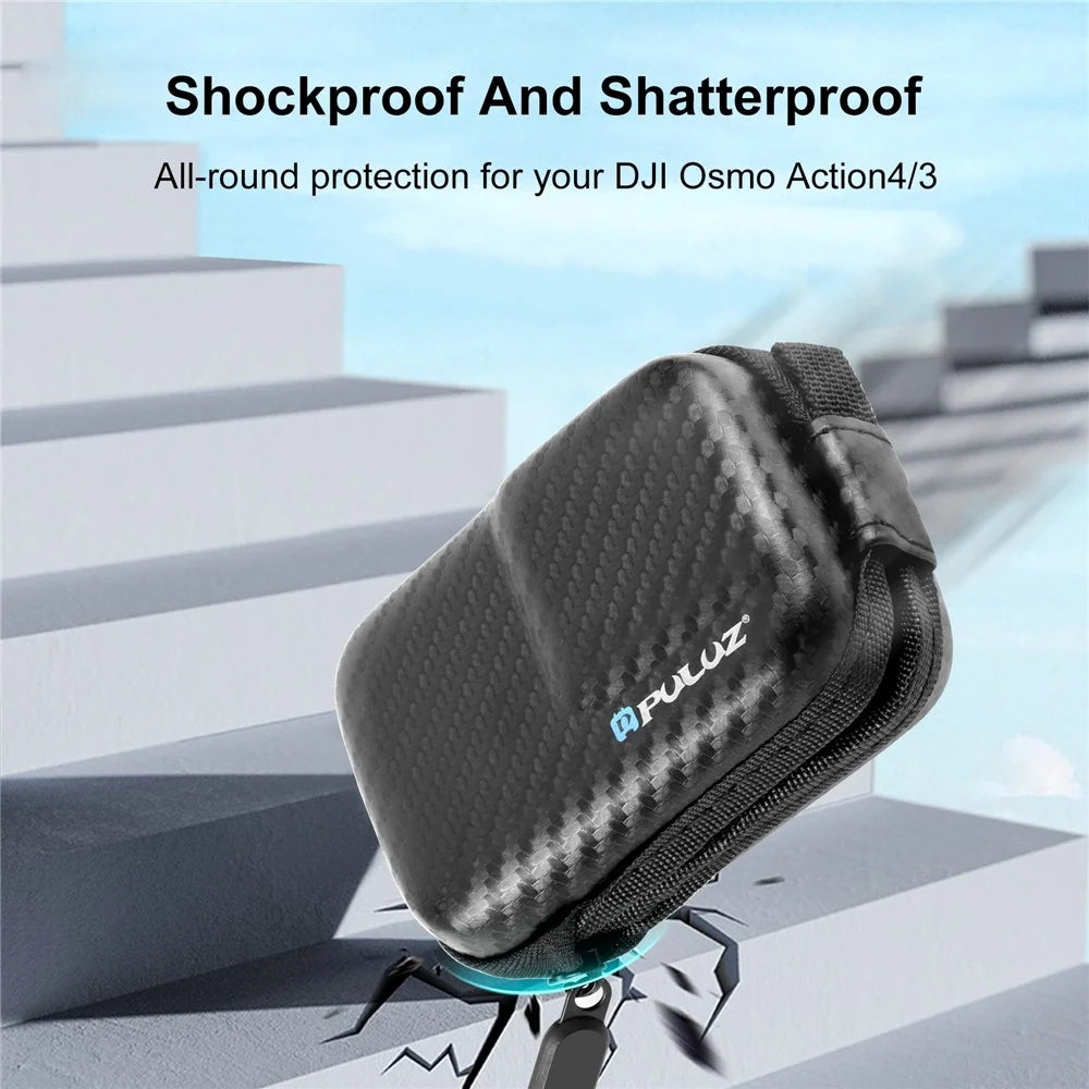 PULUZ PU946B For DJI Osmo Action 4  /  3 Mini Body Case Carbon Fiber Texture PU + EVA Portable Storage Bag - 5