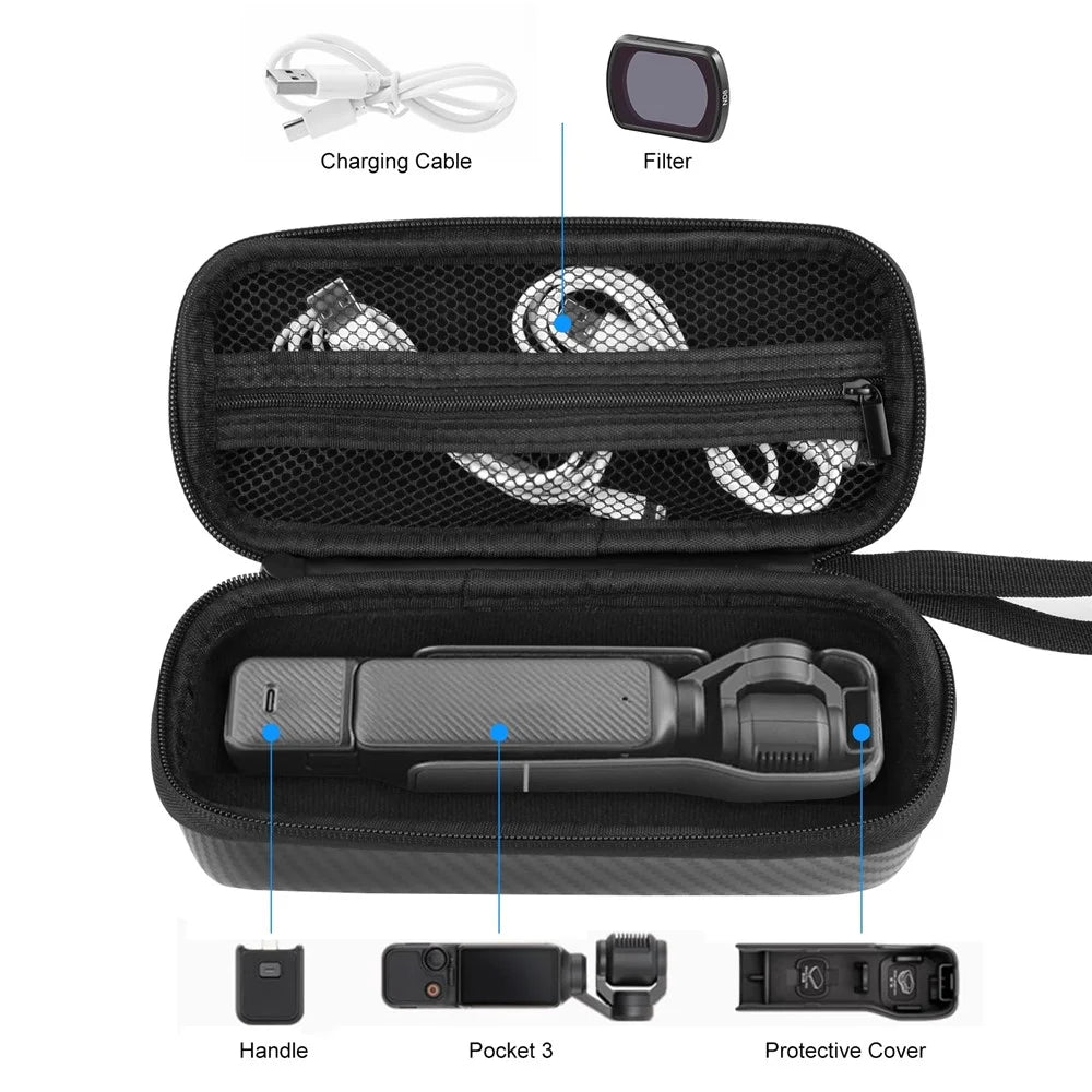 PULUZ PU945B For DJI Osmo Pocket 3 Carbon Fiber EVA Carrying Case Shockproof Portable Storage Bag - 4