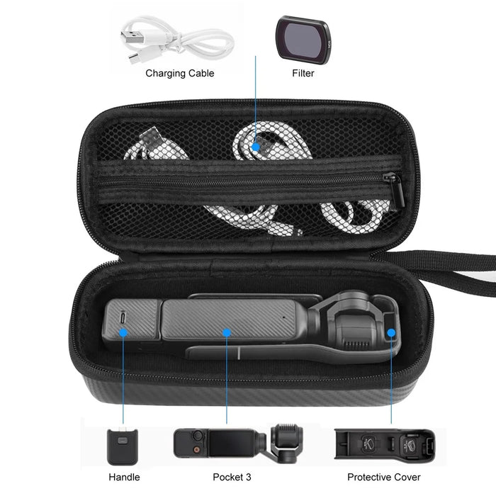PULUZ PU945B For DJI Osmo Pocket 3 Carbon Fiber EVA Carrying Case Shockproof Portable Storage Bag - 4