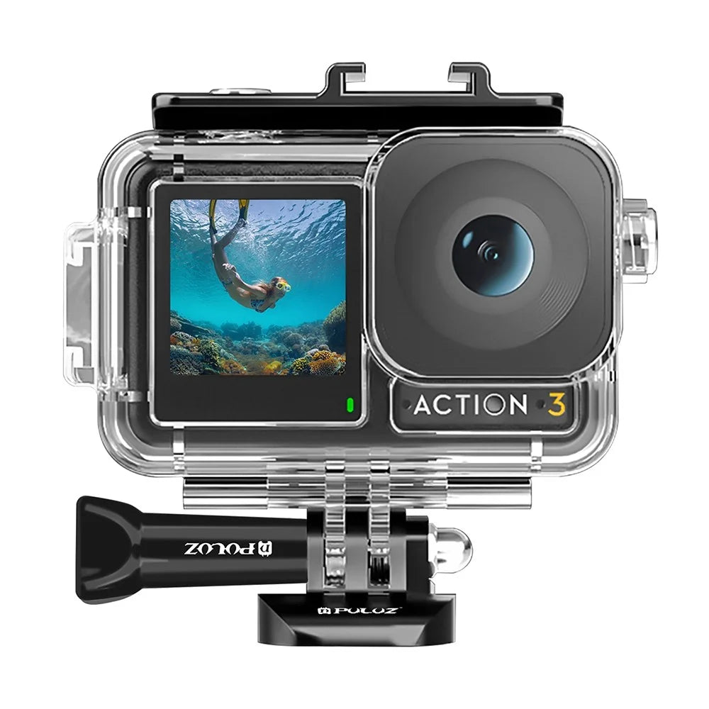 PULUZ PU808 For DJI Osmo Action 3 Case 40M Waterproof Cover with Cold Shoe Mount  /  Bracket - 1