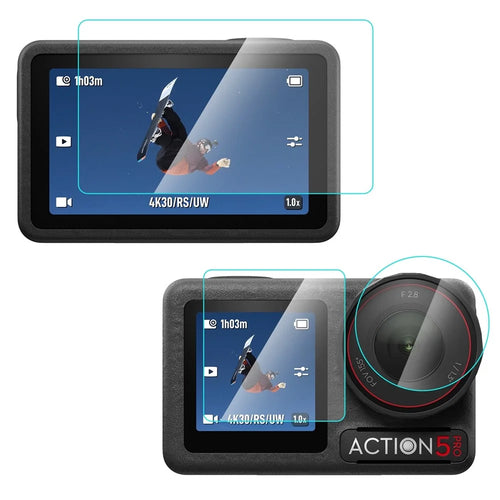 PULUZ PU958T For DJI Osmo Action 5 Pro Screen Protector Set with Lens / Front / Rear Tempered Glass Film Anti Explosion - 1